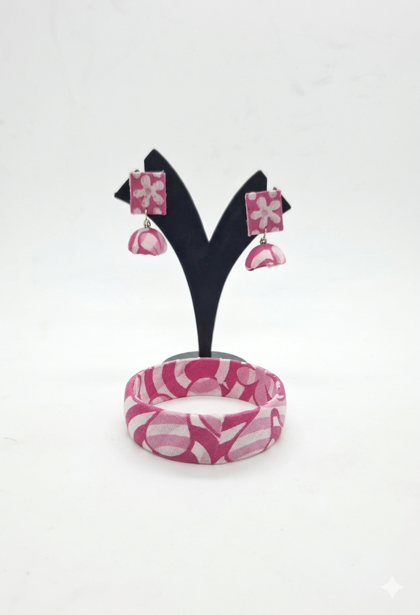 Fabric Bangle & Earing Set