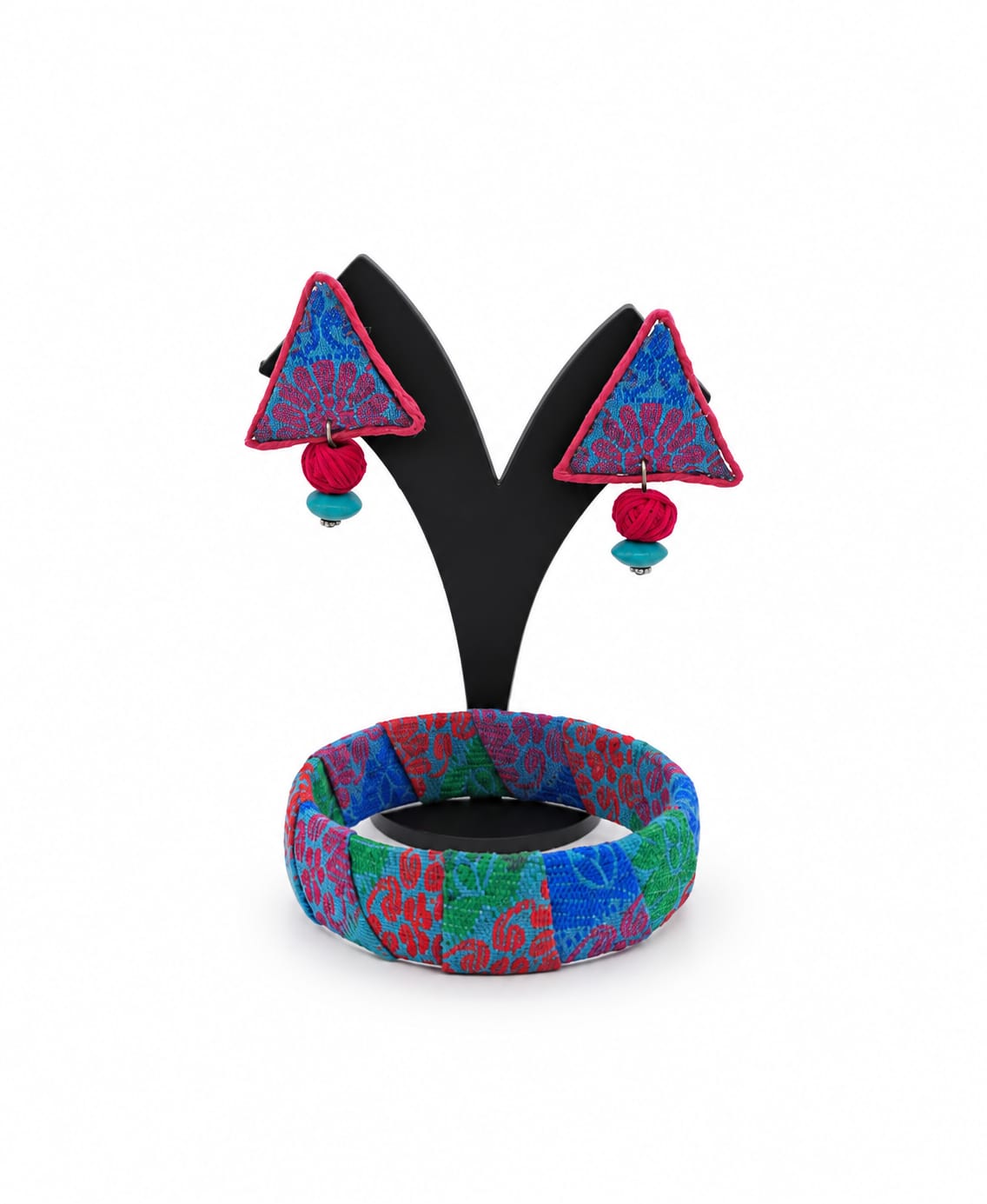 Fabric Bangle & Earing Set