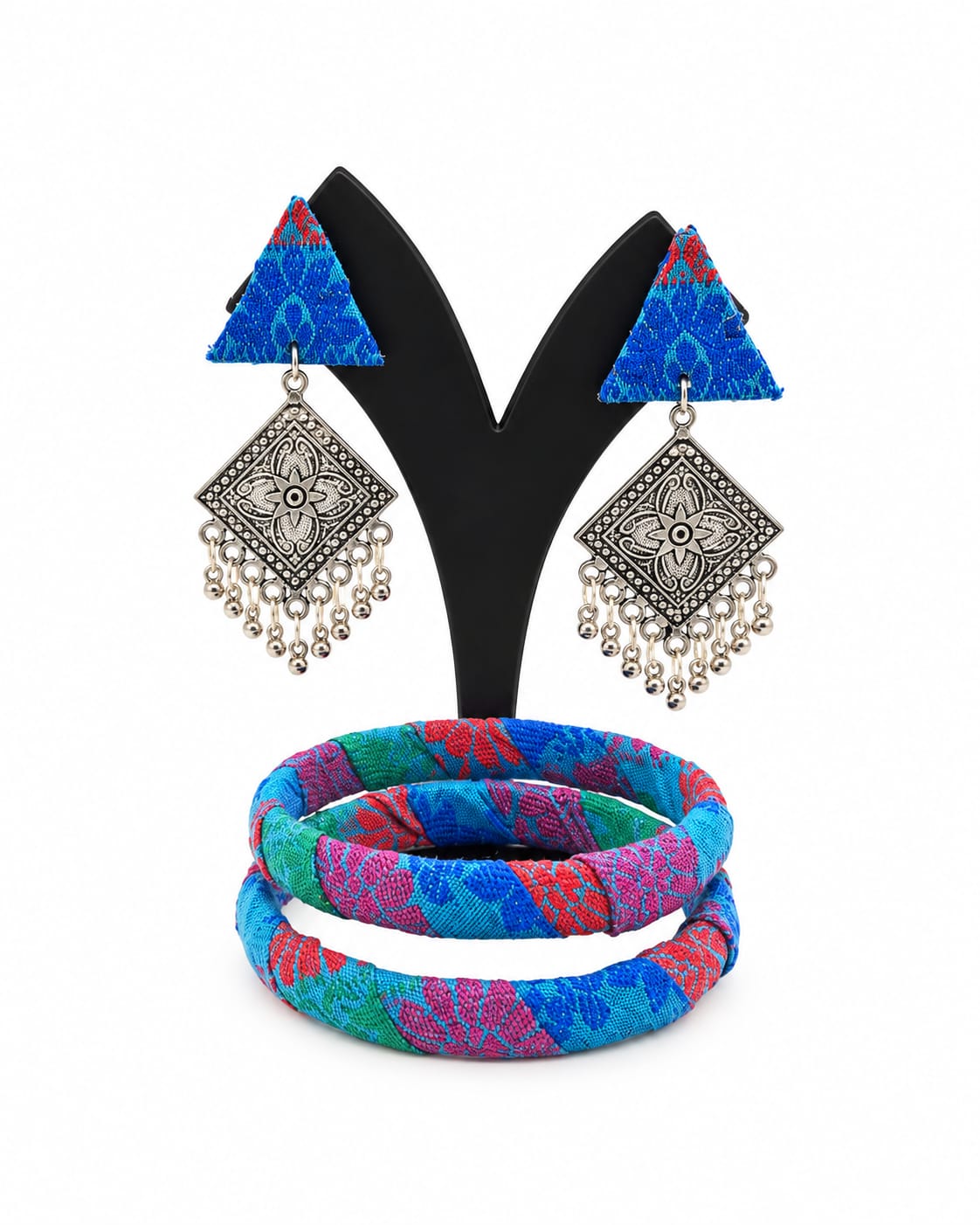 Fabric Bangle & Earing Set